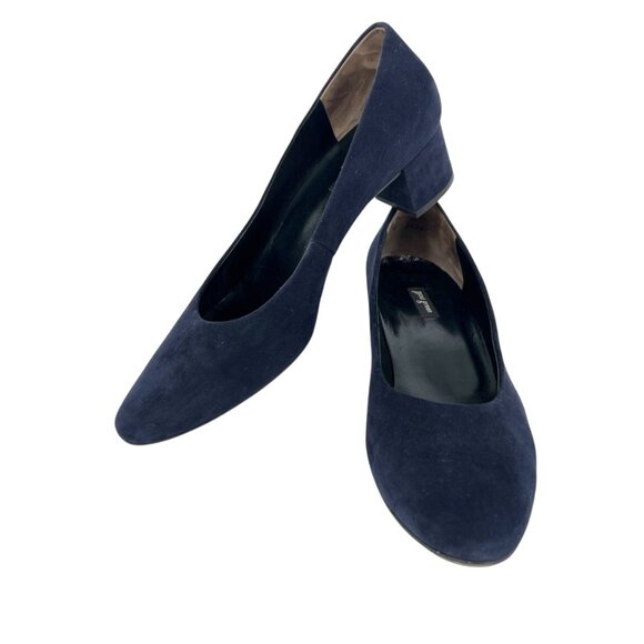 Paul Green Navy Blue Suede Low Block Heel Pumps Size 10.5 - Picture 14 of 14